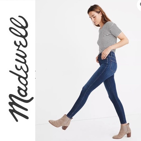 Madewell 10" High Rise Skinny Jeans Insuluxe Dark Wash Denim Size 24 AF686 - Picture 2 of 16